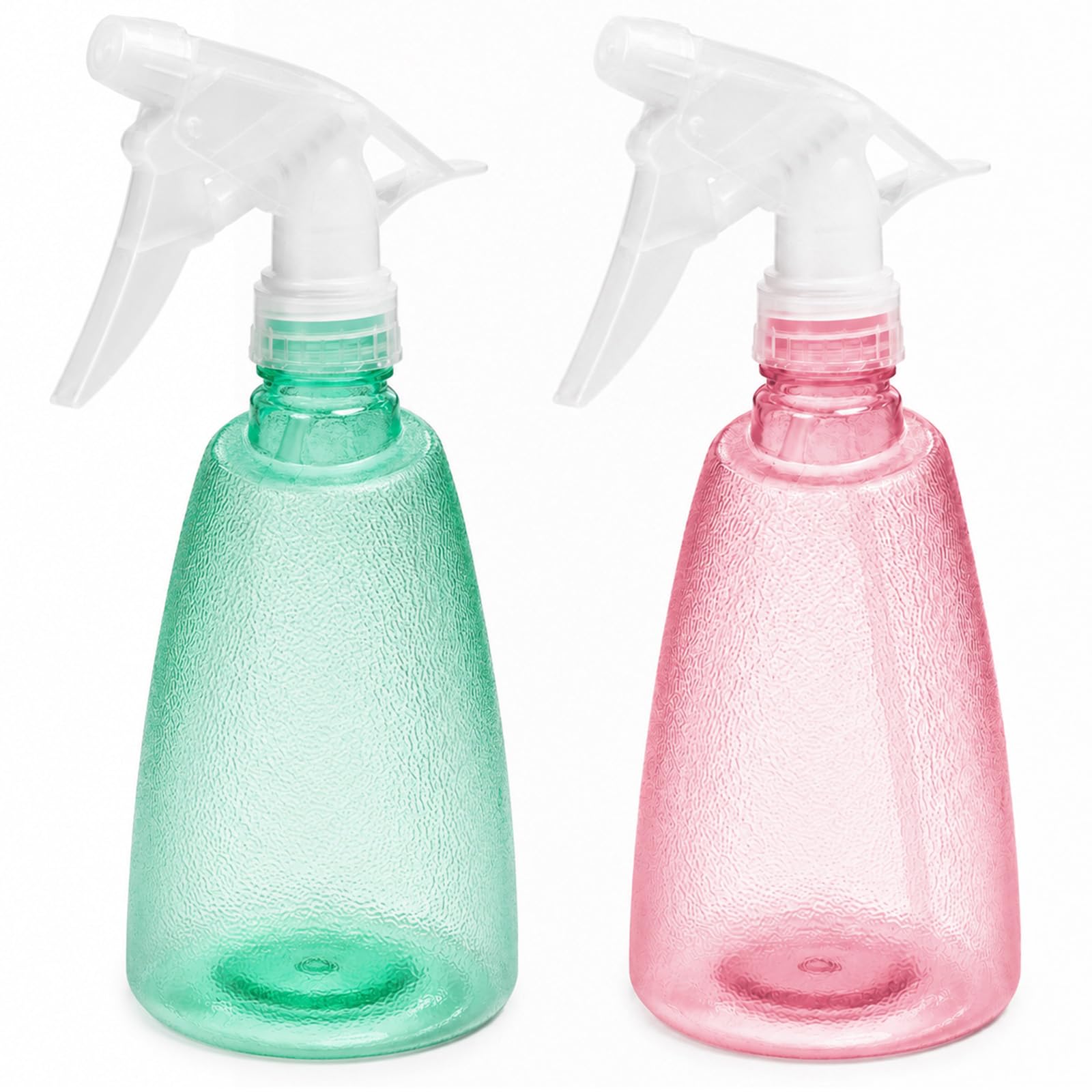 Lafefe Spray Bottles 2 Pcs 500ml Plastic Spray Bottle, Frosted Refillable Plastic Spray Bottles, Adjustable Trigger Spray Bottles for Cleaning, Plant Mister Gardening Home Use - Green+Pink