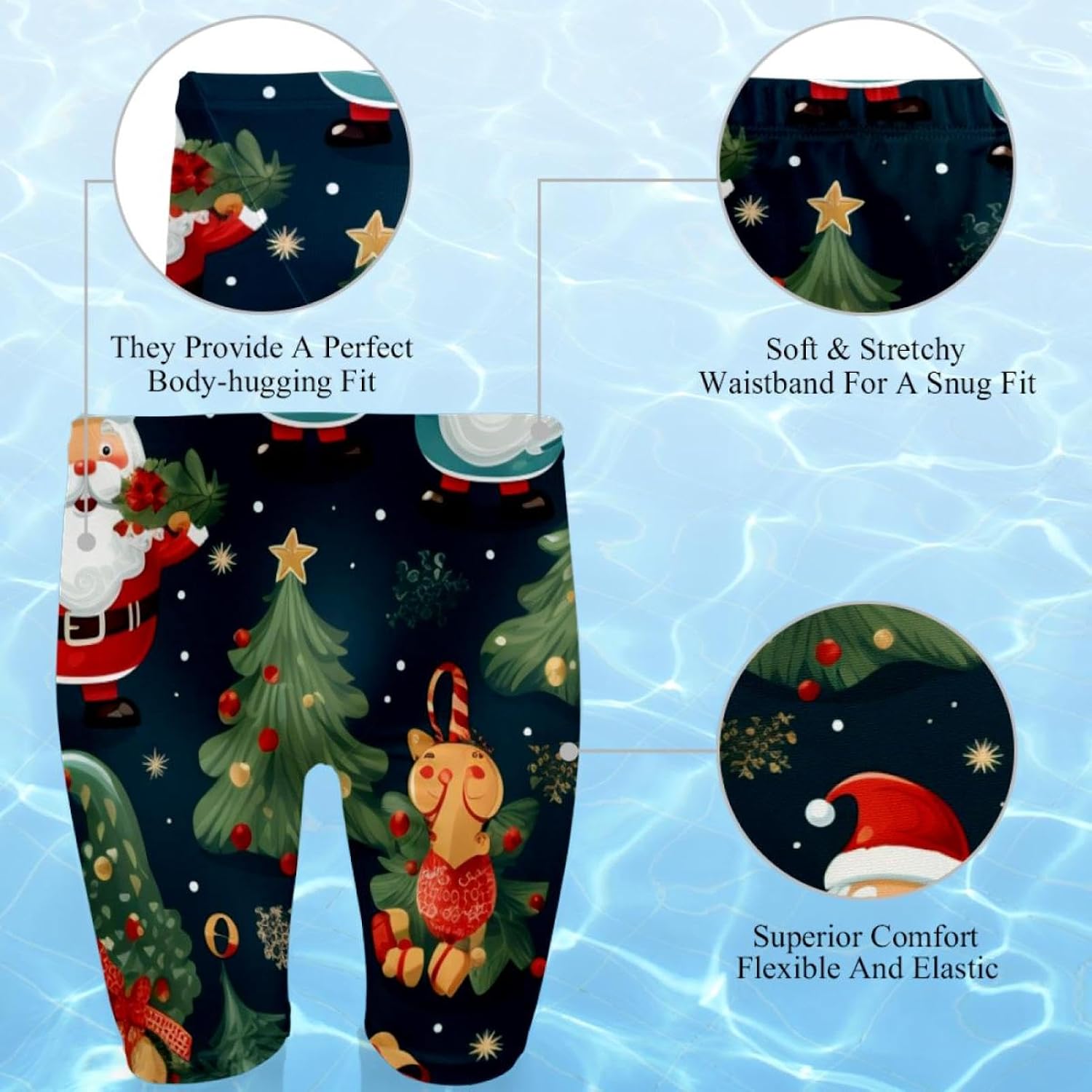 Christmas Elements Men's Swim Jammers for Training, Swim Shorts for Boy Dry Quick Youth Boys Jammer Swimwear