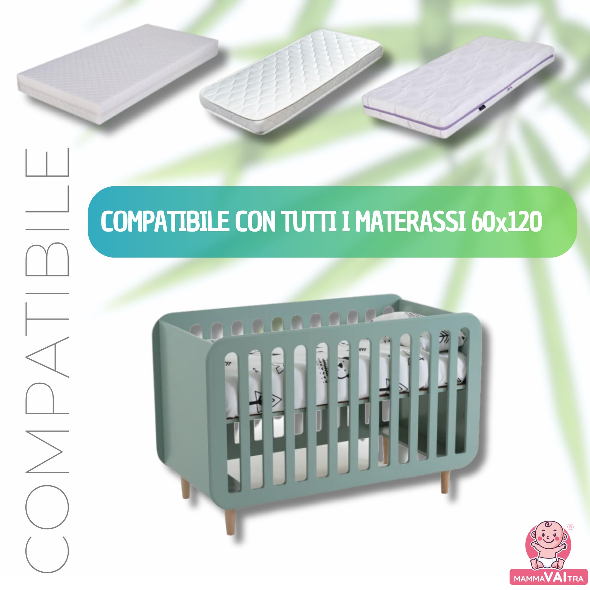 Coprimaterasso Impermeabile Bambù per Lettino Neonati 60x120x30 cm