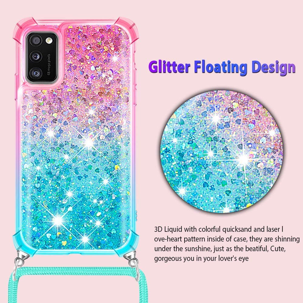 Custodia IPhone 12 Con Brillantini Liquidi E Collana - LP Star Blue - Foto 11