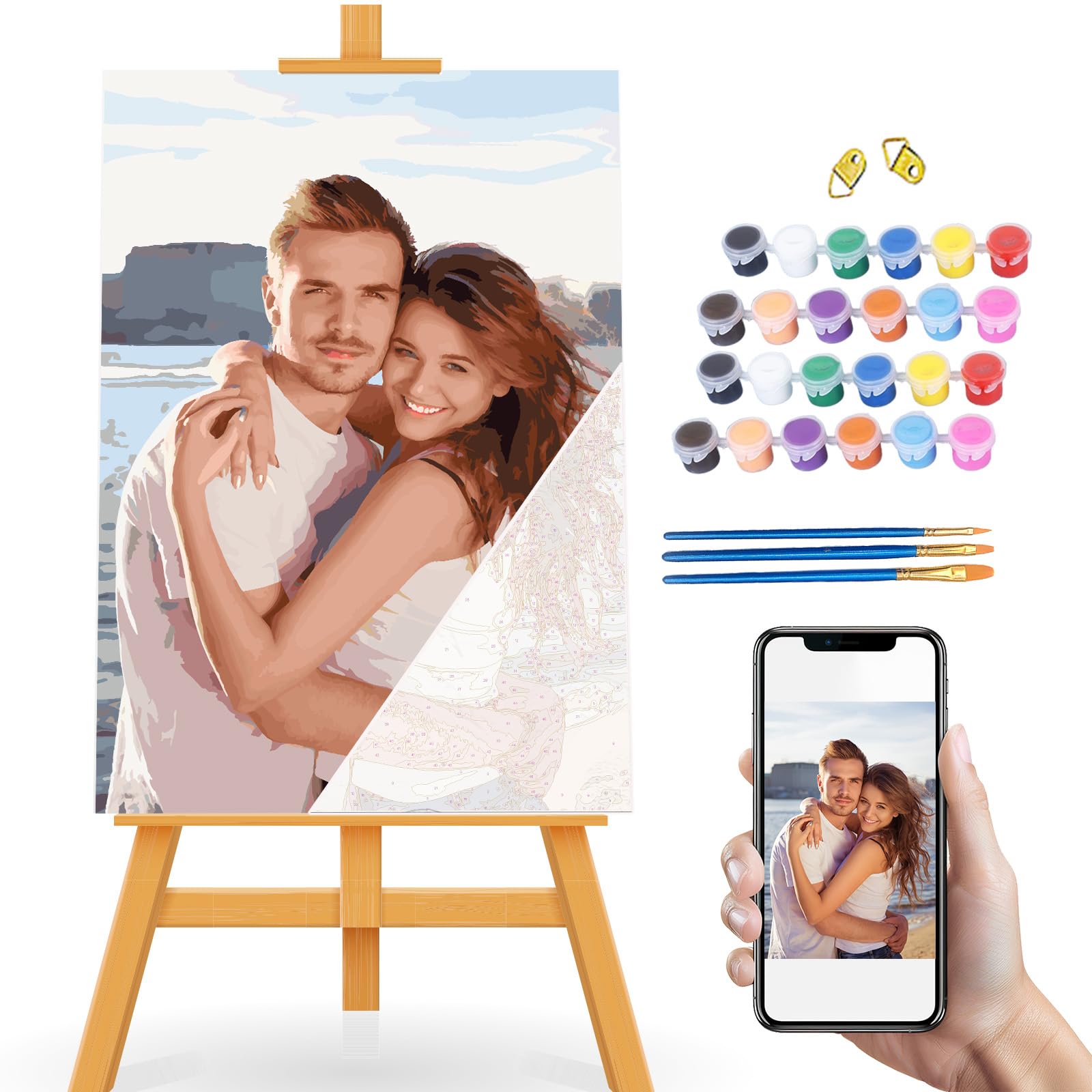Zylenora Custom Paint by Numbers Kit for Adults,Personalized DIY Oil Painting Set for Beginners,Perfect for Home Decor and Ideal Gifts for Family, Friends,No Frame (16" x 16")