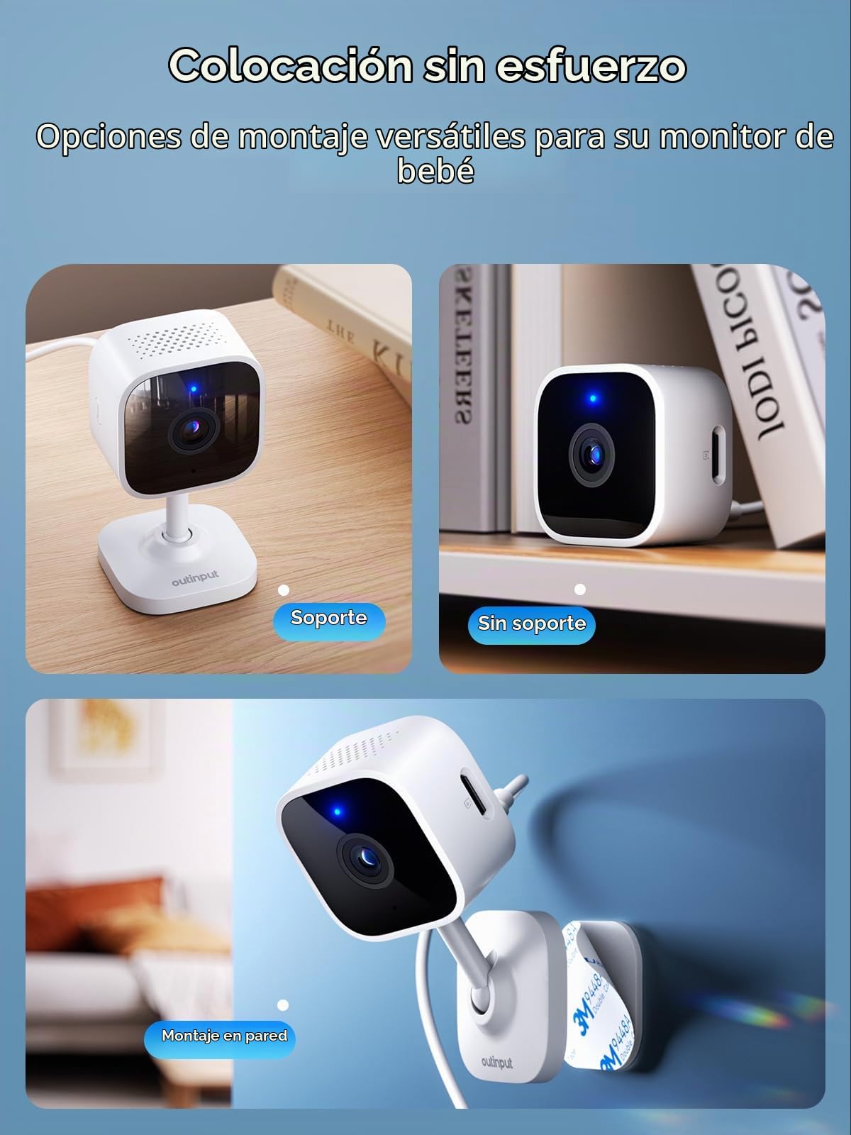 Outinput 2K 3MP Camara Vigilancia WiFi Interior con Detección Humana, Visión Nocturna, Detección de Movimiento/Sonido, Audio de 2 Vías, Alarma en Tiempo Real Camara Vigilancia (2 Pack)