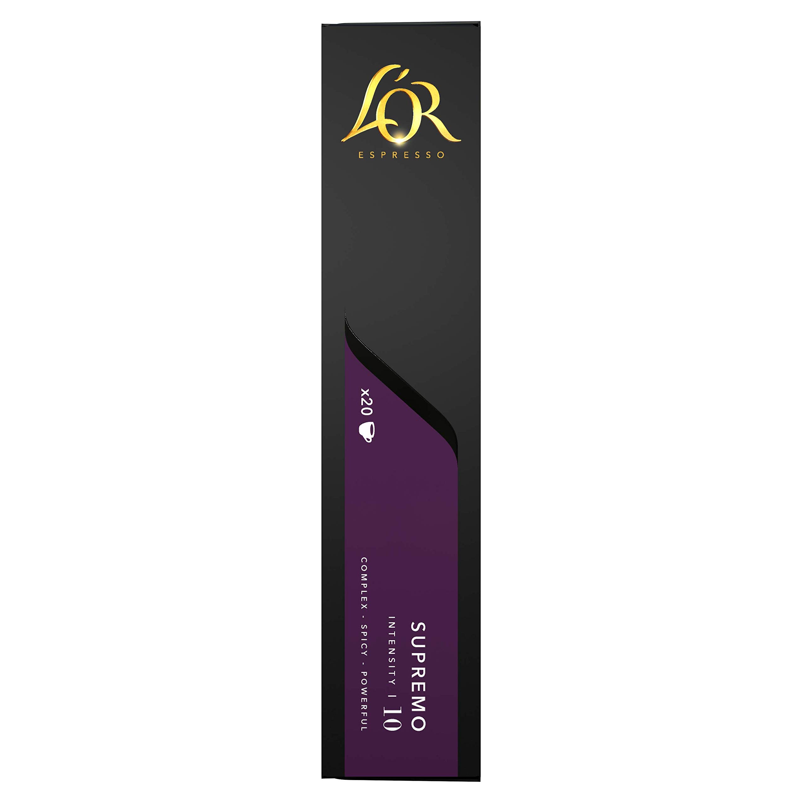 L'Or Espresso Kawa - 200 kapsułek Supremo Intensywność 10 - kompatybilne z Nespresso®* (zestaw 10 x 20 szt.)