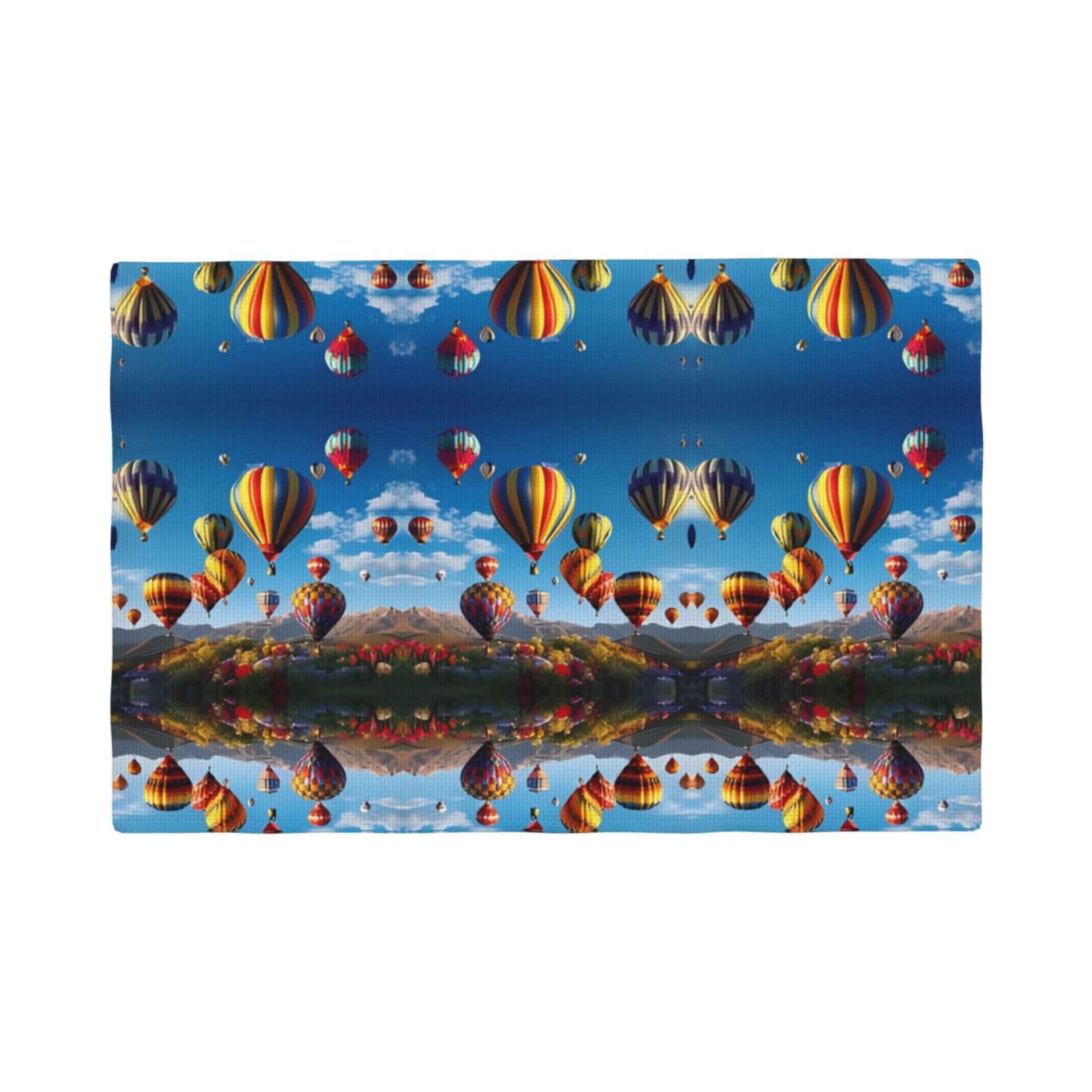 Hot Air Balloons Imitation Linen Placemat – Elegant Double-Sided Printed Table Mat for Home, Dining, Weddings