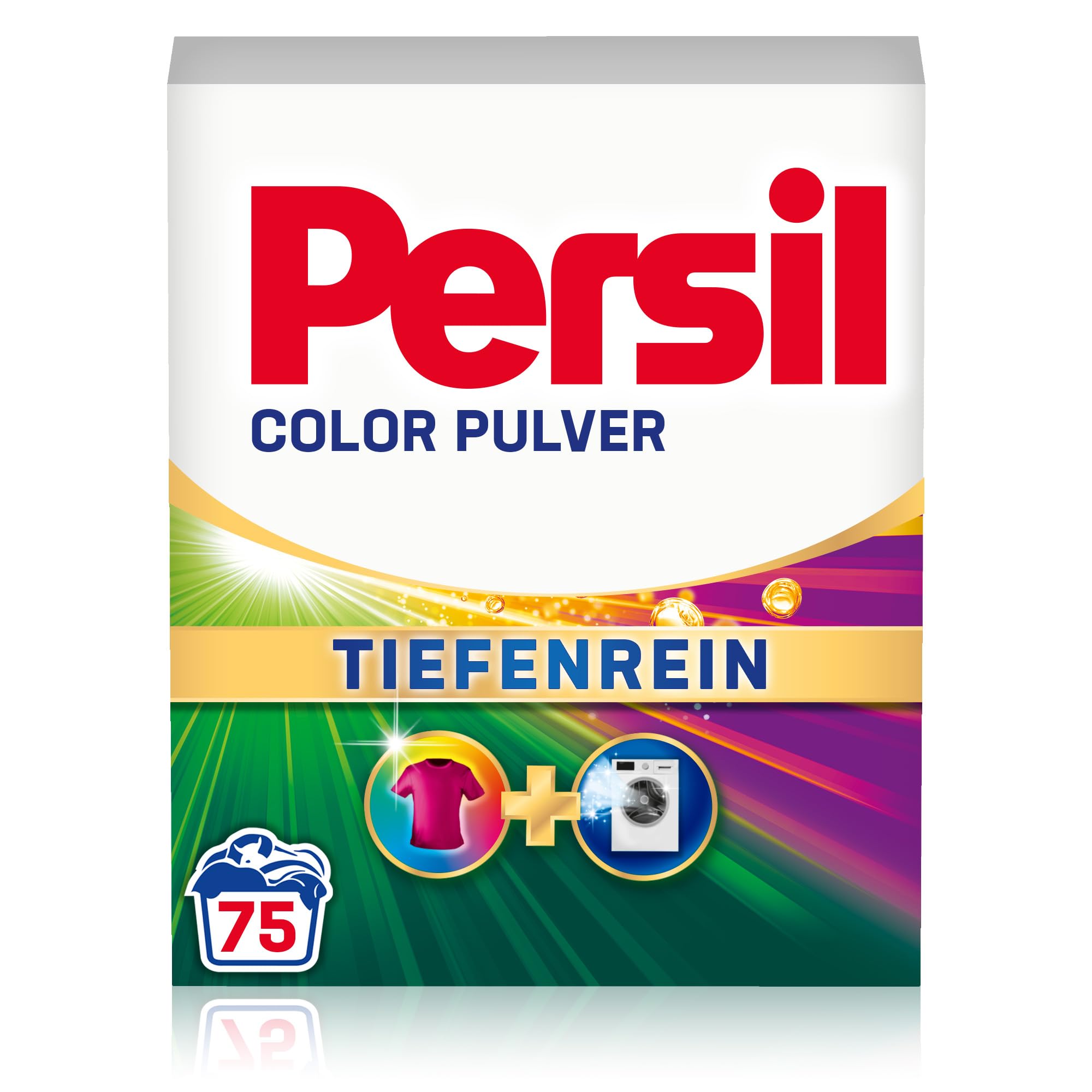 Persil Detergente in polvere per bucato profondo (75 lavaggi), detersivo per colori per capi puri e freschezza igienica per la macchina, efficace da 20 °C a 60 °C