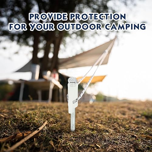 Miniatura 5 de Zonon 30 estacas de acero galvanizado que brillan en la oscuridad, estacas de tienda de campaña con tapón fluorescente, estacas de toldo