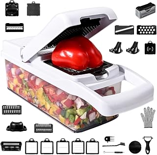 Vegetable Cutter, Vegetable Chopper with Container | Ergonomic Kitchen Chopper, 26X Vegetable Cutter Tool with Container, Portable Garlic Grinder | 26X grönsaksskärare verktyg med behållare, bärbar vitlökskvarn