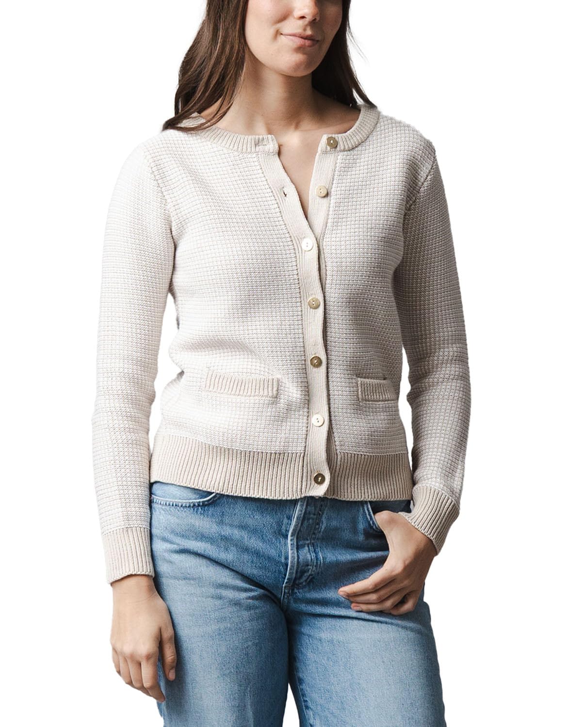 Organic Cotton Tweed Cardigan Sweater by Hope &amp; Henry Women