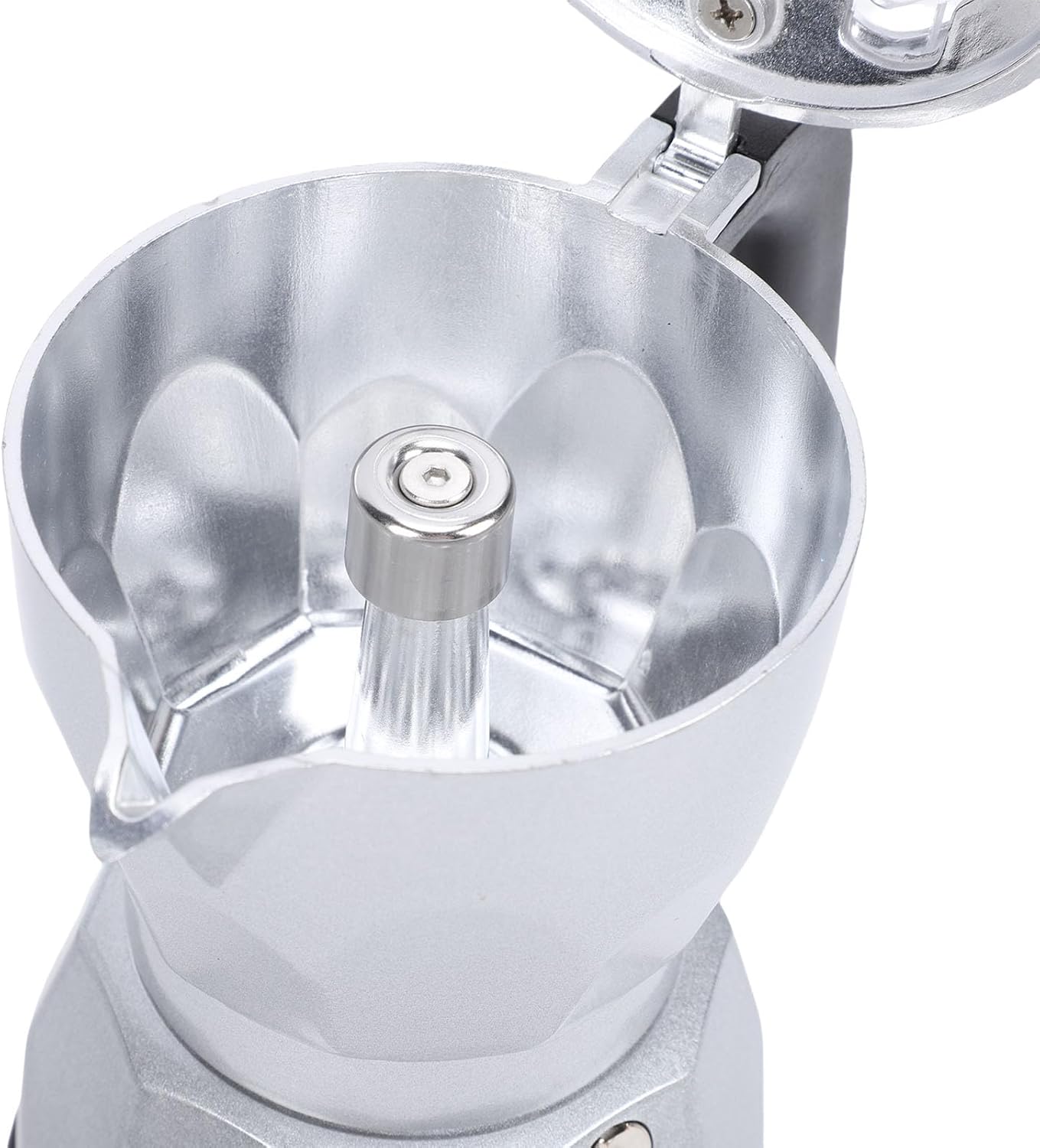 AUNMAS Coffee Pot, 3 Cup Capacity Food Grade Aluminum Electric Expresso Coffee Machines with Heat Proof Plastic Lid for Home Office Travel (Silver)