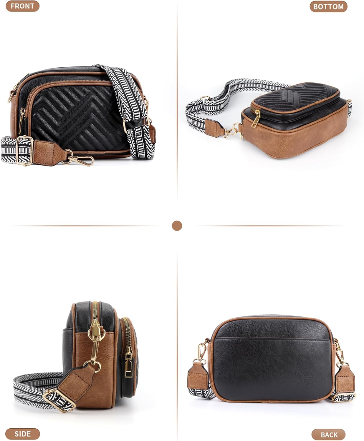 Quilted Crossbody Bags Purse for Women Small Vegan Leather Shoulder Handbags Purses with Two Straps | Quilted, Purse, Small, Vegan Leather, Purses, with Two Straps - Image 3