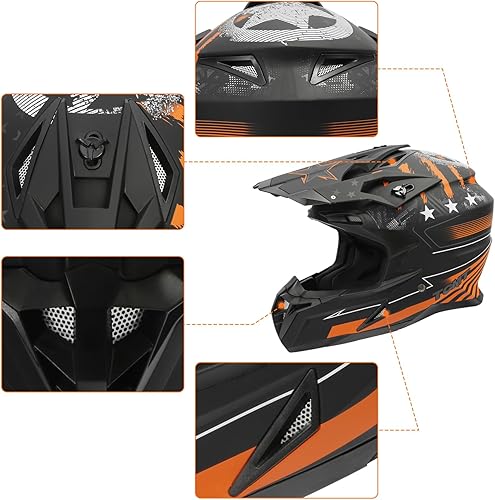 Miniatura 7 de XFMT DOT - Cascos de motocross unisex para adultos, casco de cara completa todoterreno ATV Dirt Bike BMX