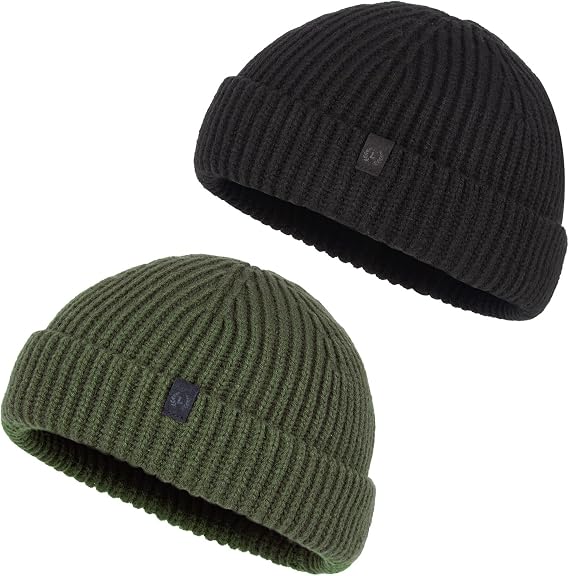 2 Pack Fisherman Beanie Winter Trawler Beanie Fashion Watch Hat Regular Skull Cap for Men Women