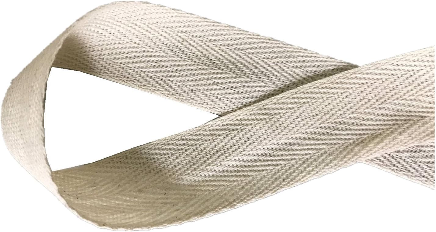 QIANF Twill Tape Ribbon 100% Cotton Natural Color 2" Wide 50 Yard Roll Herringbone Tape(2"-50Yard, Off-White)