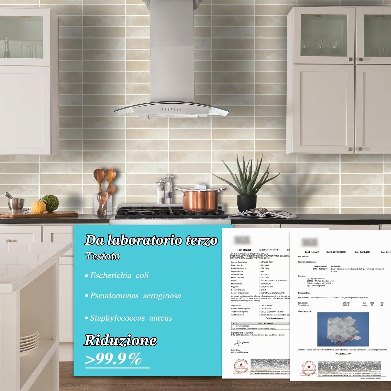 10 Piastrelle Backsplash Autoadesivo 3D, Paraschizzi Cucina Adesivo Verde, Mattonelle Adesive, Rivestimento Parete Adesivo, piastrelle bagno per Bagno, Cucina (K-Beige-22.9x29CM)