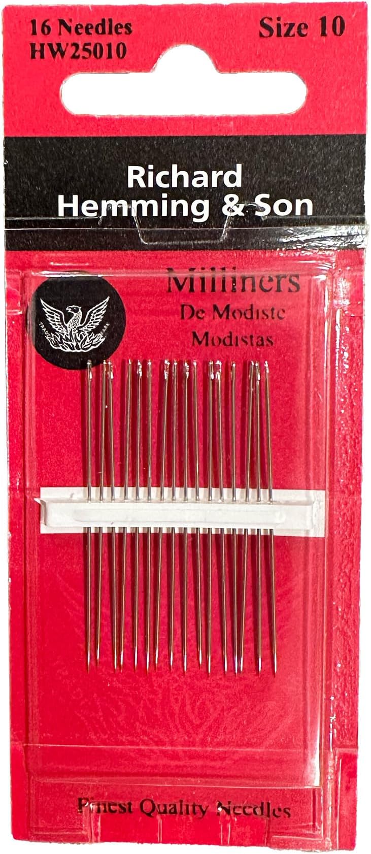 HW250-10 16 Count Richard Hemming Milliners/Straw Needles, Size 10