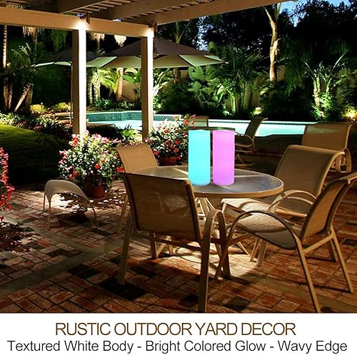 Miniatura 5 de Paquete de 2 velas LED multicolor de 4 x 10 para exteriores, sin perfume, IP65, impermeables, sin llama, con control remoto y temporizador, funciona