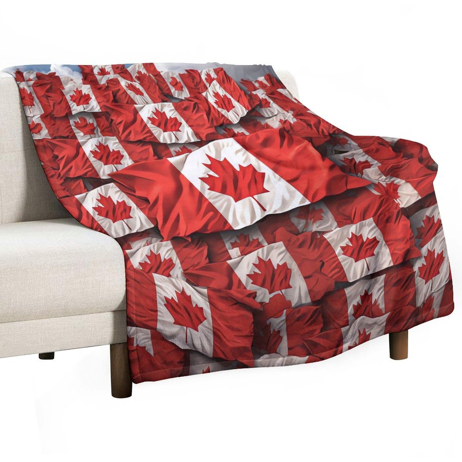 Plaid flanelle drapeau canadien couverture douce lit canapé 127x152 cm