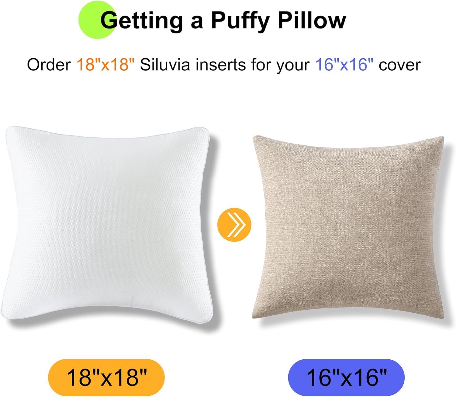 18x18 Pillow Inserts Set of 2, Down Alternative Throw Pillow Inserts with 100% Cotton Cover, Machine Washable Reading Pillows, Decorative Pillows for Bed, Sofa, and Couch - Image 8