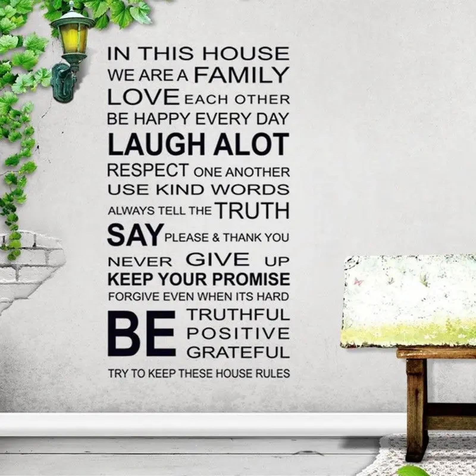 WEIMEIJIE Family wall Stickers in This House, Quote Stickers, Home Decoration, Living Room wall Art Decals