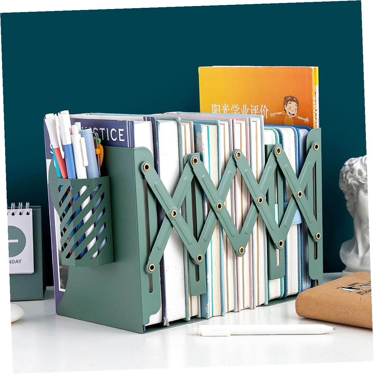 Creative Teles - Supporto per libri pieghevole in metallo, base antiscivolo, per ufficio, studenti, scrivania, casa, biblioteca, esposizione di lettura regolabile per libri e tablet
