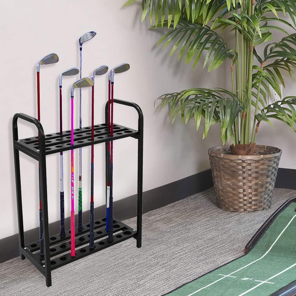 NORSENS Golf Club Organizer - 27 Hole Display Stand, Putter Rack Holder, Metal Golf Clubs Shelf Storage, Course Practice Supplies