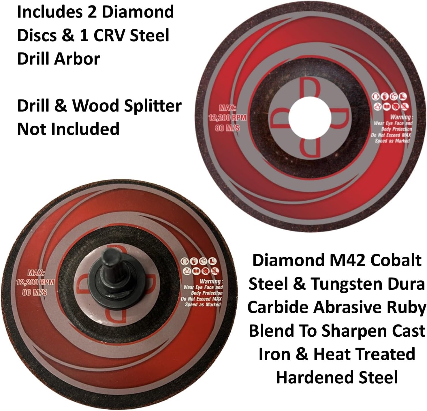 Keyfit Tools Drill Powered DiamondDisc Blade Sharpener Kindling Splitter XL Ax Axe Hatchet (2 Pack) Diamond Carbide Steel Made For Super Fast Extremely Sharp Log Firewood Cracker Splitting Blades