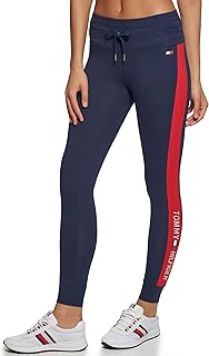 Tommy Hilfiger Womens Logo Tape Drawstring High Waisted Performance Legging
