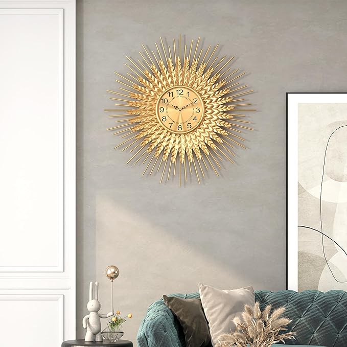Reloj de Pared Grande Dorado Mediano Siglo XX Moderno Sol miniatura 3