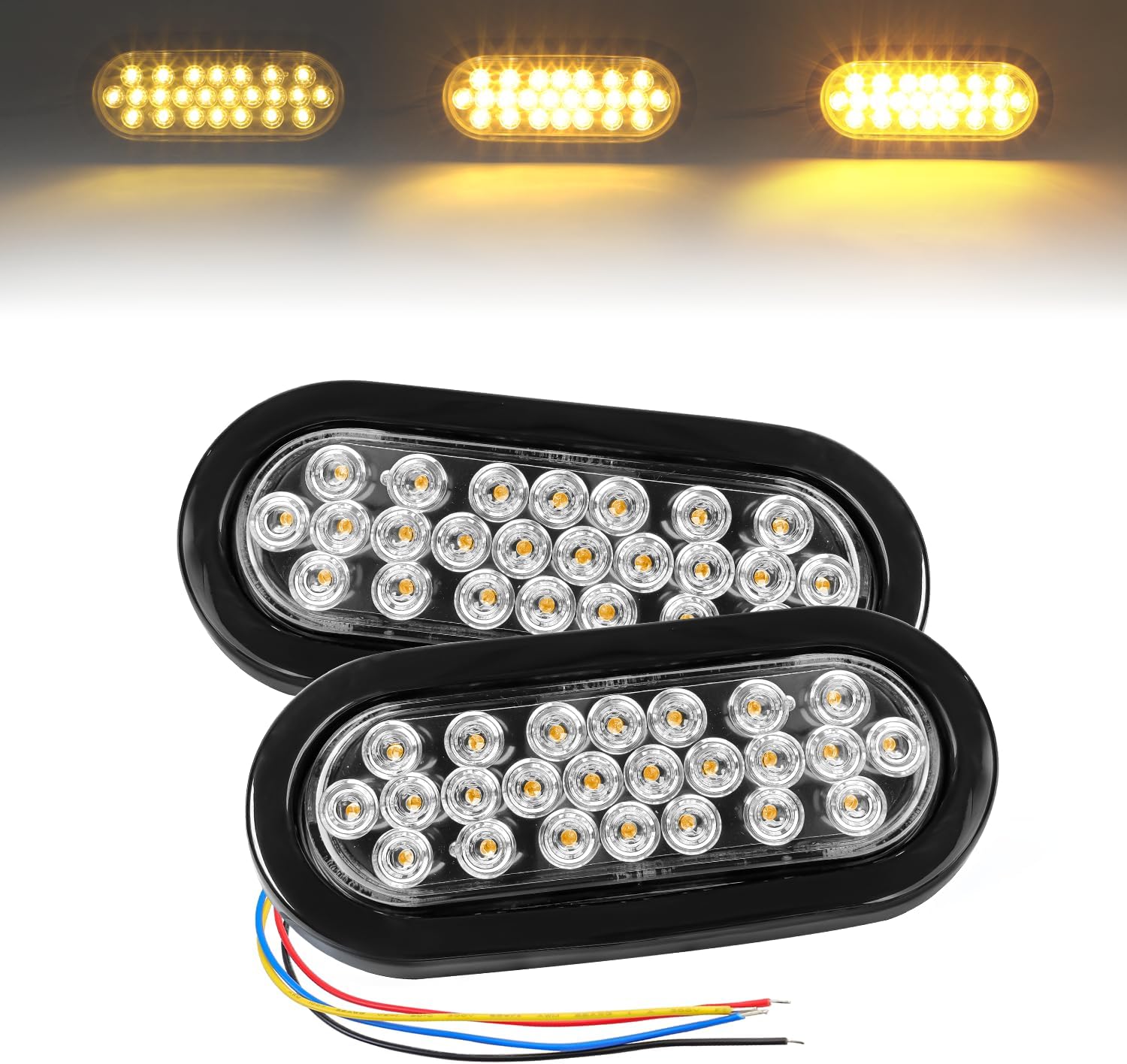 100 Pcs 3/4 Inch Mini Round Clear Lens Amber LED Bullet Shape Side Marker Lights w/Grommet Trailer Truck RV Lamp Brake Turn Stop Reverse Tail Lights 12V DC