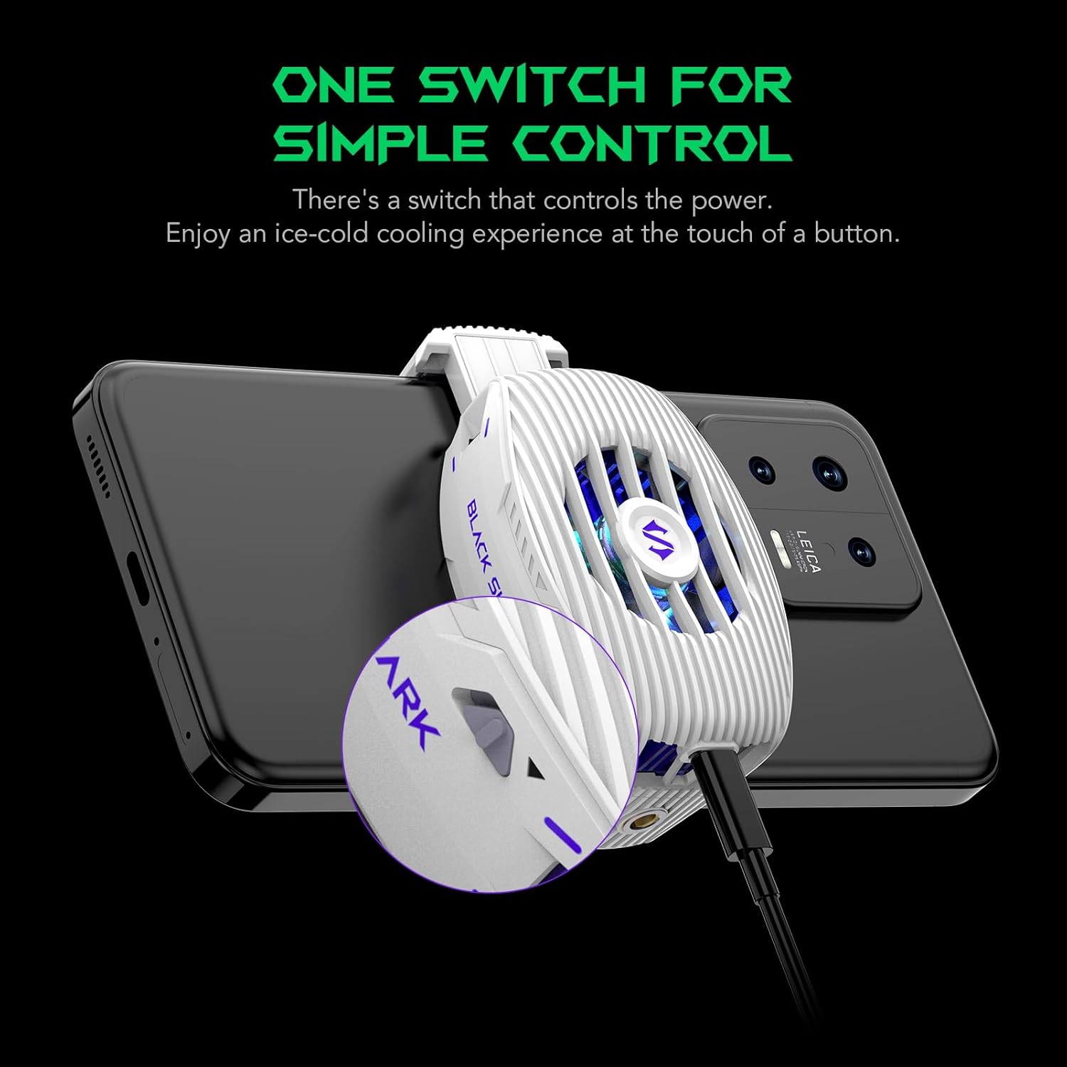 Black Shark Phone Cooler for Gaming FunCooler 5 NEO, Wired Mobile Phone Cooling Fan Lightweight Quiet with RGB Light, Cellphone Radiator for 2.67-3.45 inches iPhone/Android, Retaining Bolt (White) FunCooler 5 NEO White image 7 of 7 B0F9YRZTB4