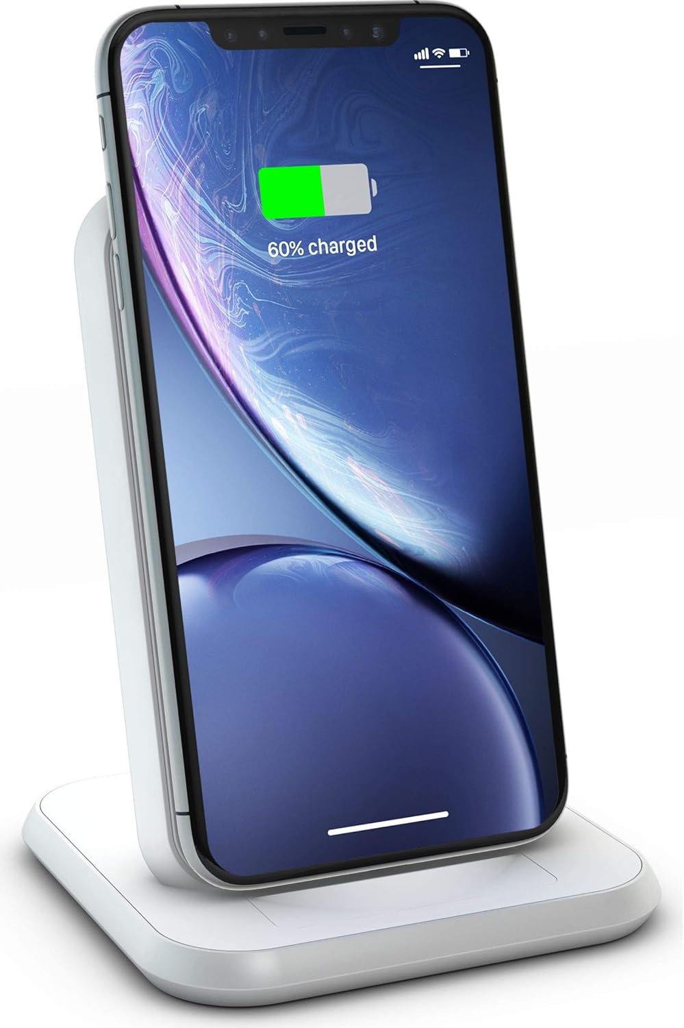 ZENS Qi Certificado Aluminium Wireless Charger Stand Blanco, Soporta Carga rápida inalámbrica de hasta 10W, Puerto USB para aparatos Extras, Adecuado para Todos los móviles con función Qi