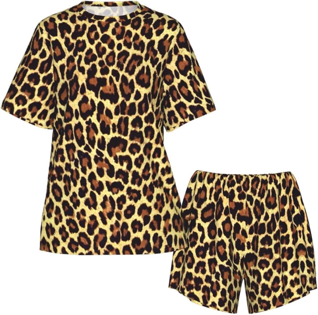 Animal Giraffe Print Print Cute Short Sleeve Pajama Set For Women Casual Loungewear With Pockets Four Seasons S-3xl