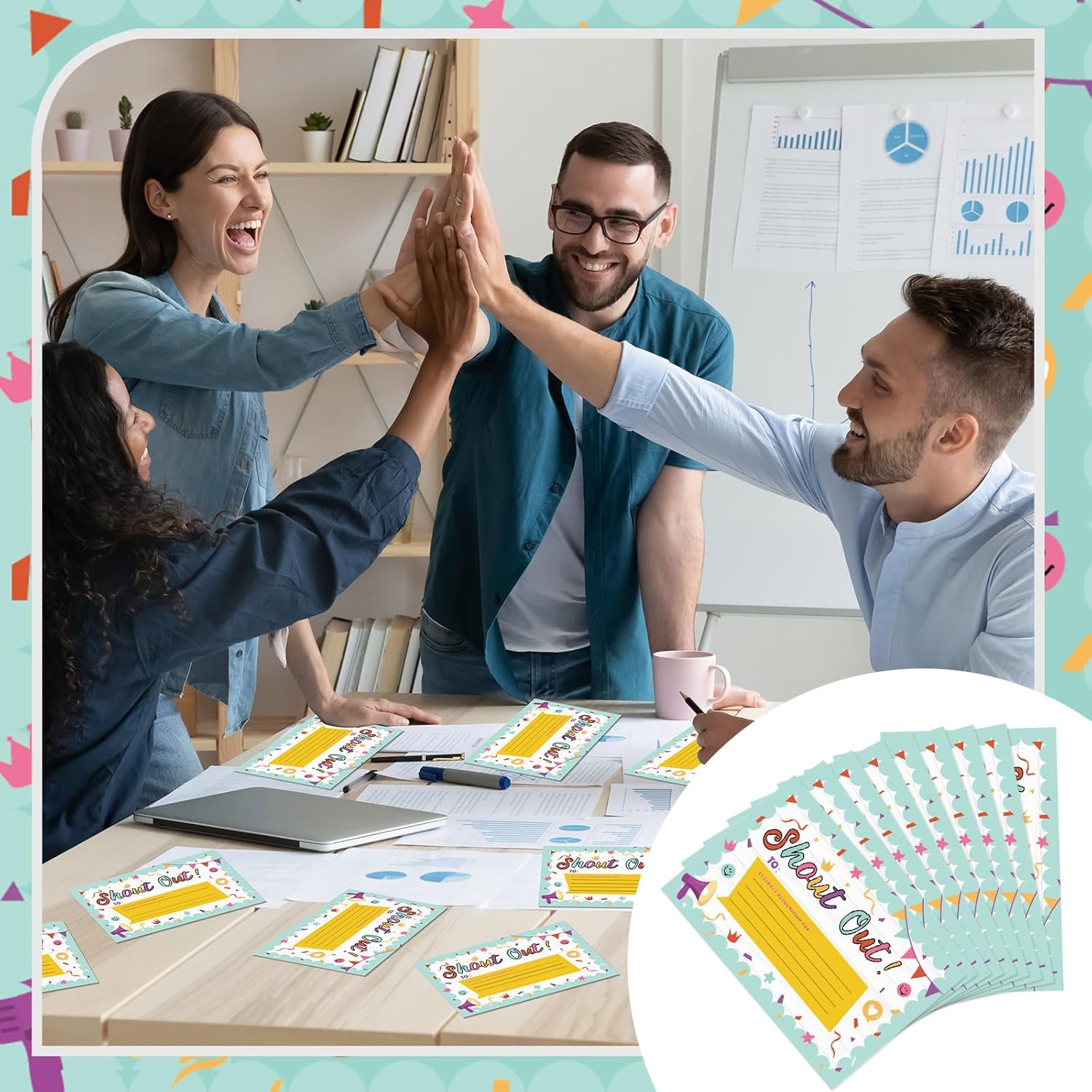 60Pcs Colorful Shout Out Cards for Employees Office Staff Teachers Students Coworkers Positive Appreciation and Recognition Reward Cards Encouragement Card for School or Work Bulletin Boards 6x4 in - Image 5
