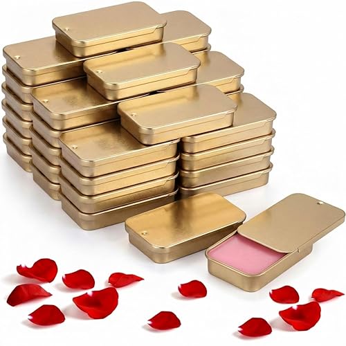 Miniatura 7 de Norme 40 Piezas Caja de Almacenamiento de Lápiz Labial Pequeño con Tapa Deslizante Superior Rectangular Contenedores Metálicos con Tapa para Lápiz