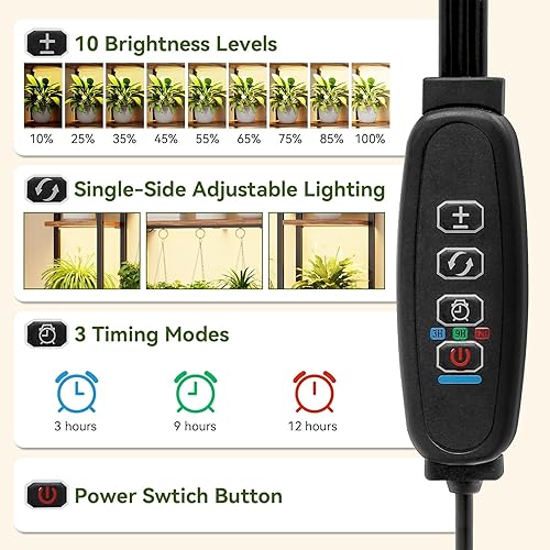 Miniatura 4 de C1 - Soporte para plantas de interior con 6 luces de crecimiento, soporte de metal grande de 6 niveles, estante para plantas de 55 pulgadas de alto