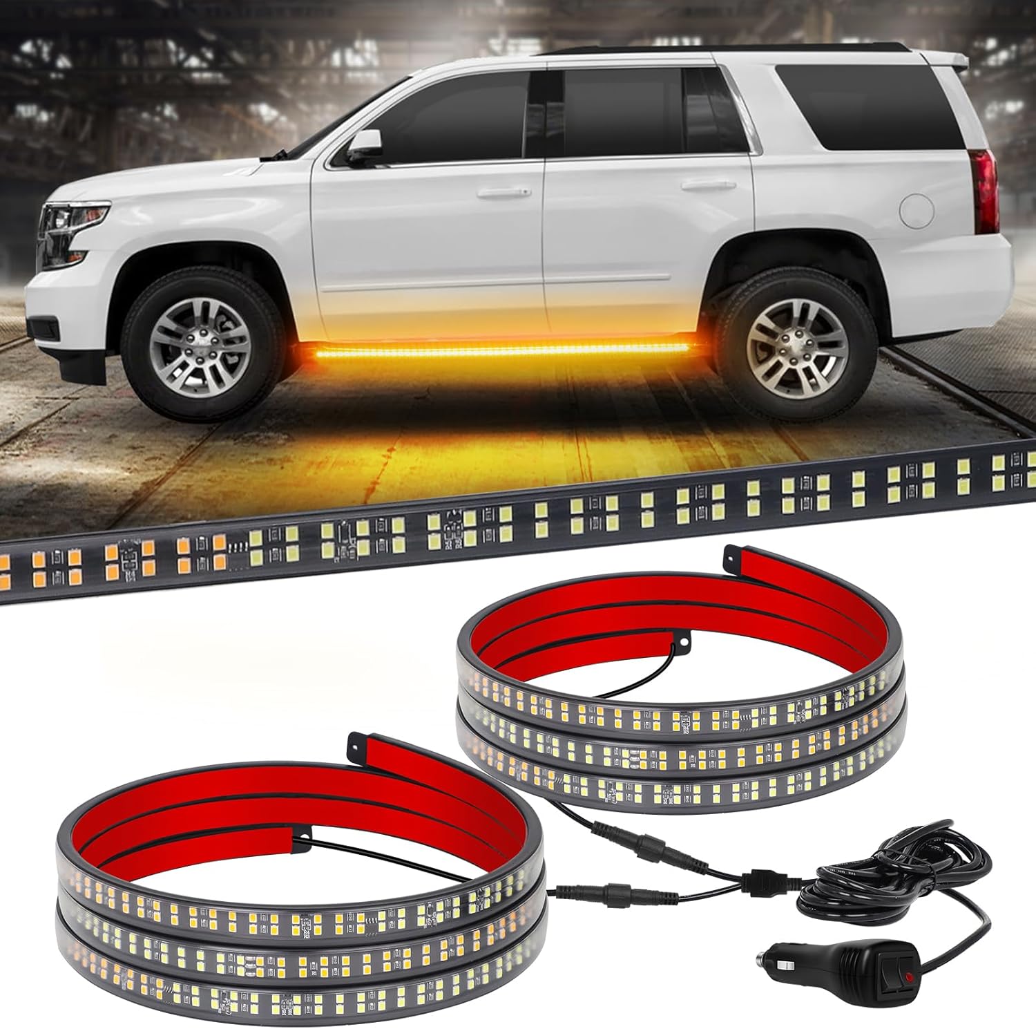 XRIDONSEN 2PCS 60 inch Amber Strobe Lights Strip 720 LED