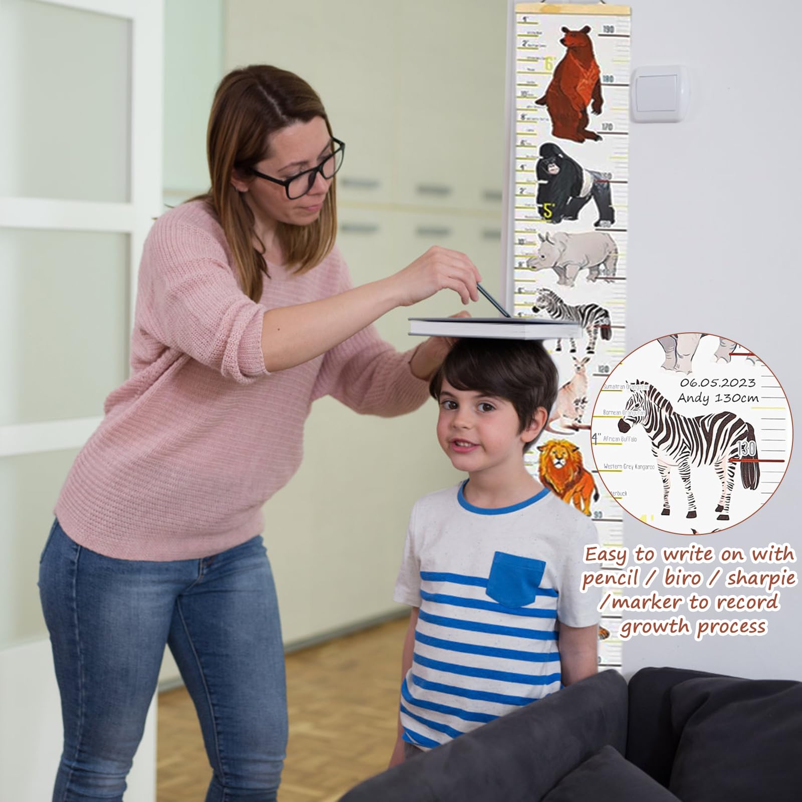 Enfants Regle Taille, Règle Hauteur Murale, Toile Hauteur règle de Mesure, Tableau de Croissance pour Enfants, Toise de hauteur, règle de hauteur en Toile pour Décoration de Chambre Jardin d'enfants