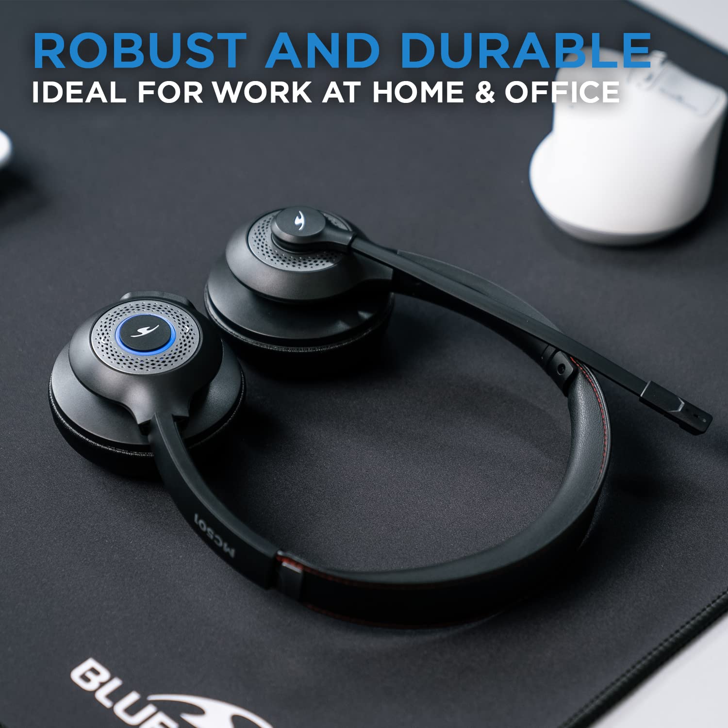 Bluestork MC 501 Wireless Bluetooth 5.1 Cuffie con Microfono Rotante, 14 Ore Di Durata Della Batteria,Microfono Con Riduzione Del Rumore - Cuffie Per Pc Bluetooth Ideali Con O Senza Fili - NUOVO 2022