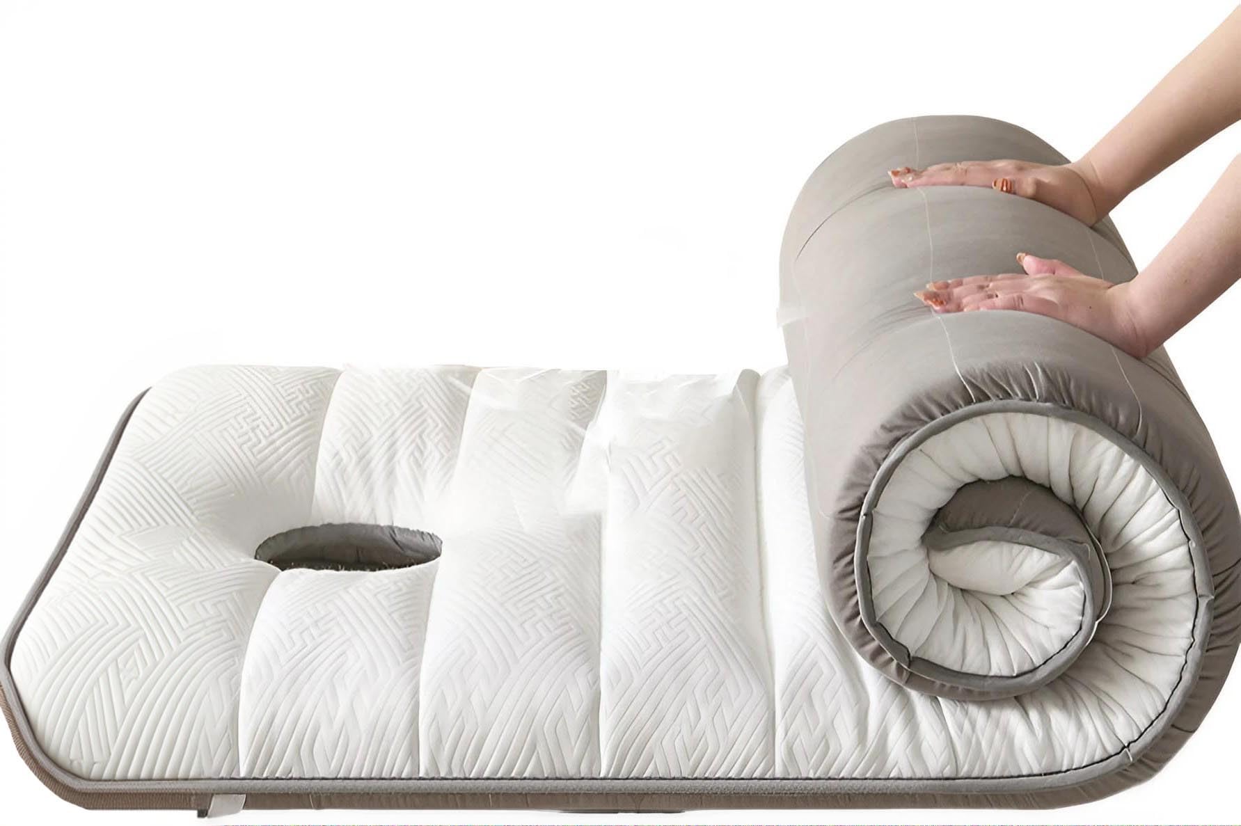Materasso per Salone di Bellezza e Lettino da Massaggio SPA con Apertura per il Viso, Antiscivolo e Traspirante in Schiuma di Lattice per Tatuaggi, Estetica e Centro Benessere(White,60 X 180 X 6cm)