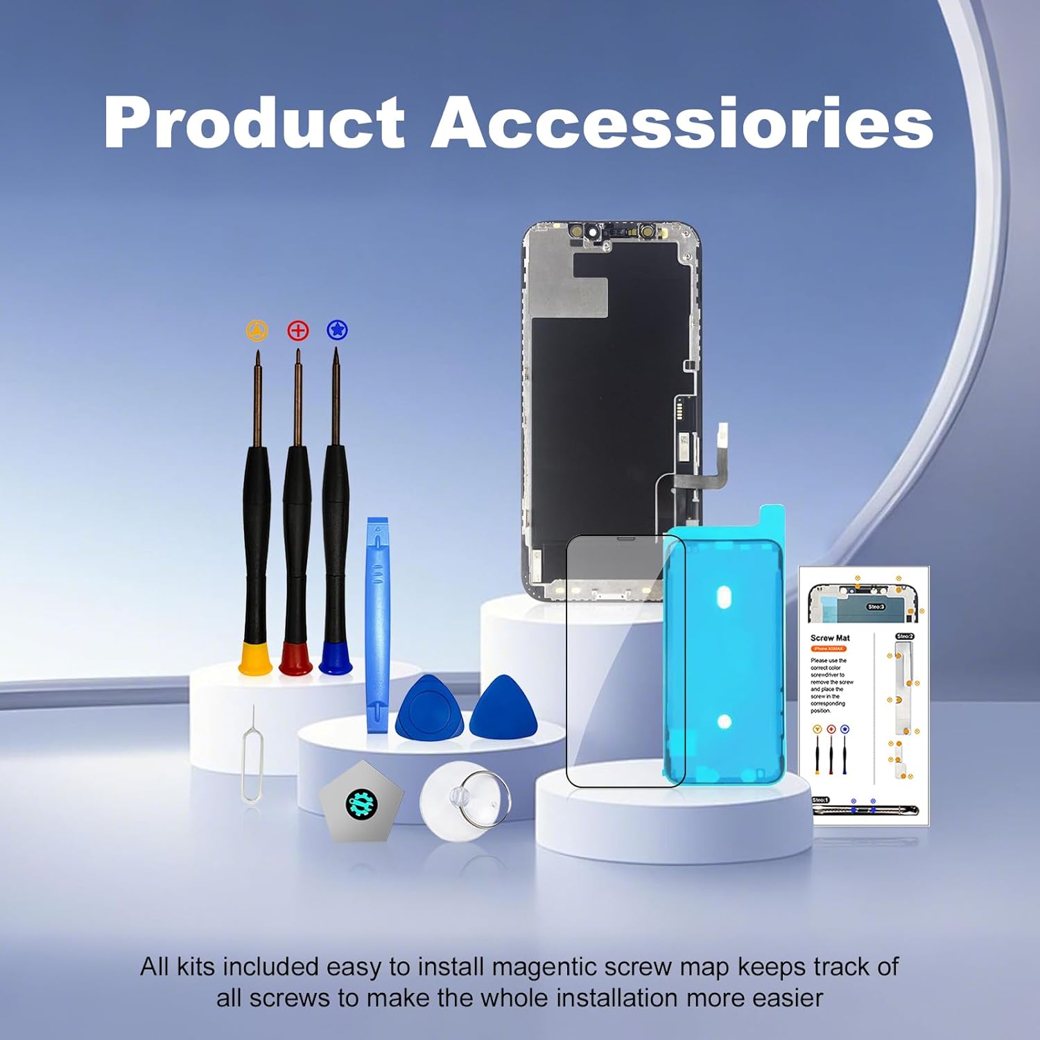 for iPhone 12/12 Pro Screen Replacement Kit 6.1 inch 3D Touch Screen LCD Screen Display Digitizer Assembly with Repair Tools +Tempered Screen Protector