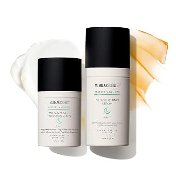 Bundle of MDSolarSciences MD Advanced Hydration Creme & Evening Retinol Serum | Anti-Aging Nighttime Skincare Routine | Hyaluronic Acid, Ceramides & Peptides | Reduces Wrinkles & Dark Spots