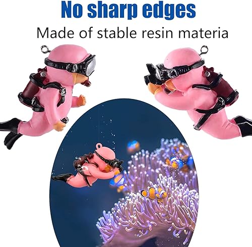 Miniatura 3 de Paquete de 2 decoraciones para tanques, lindo buceador, accesorios de decoración de acuario con bola flotante, compañero de juego para tanque