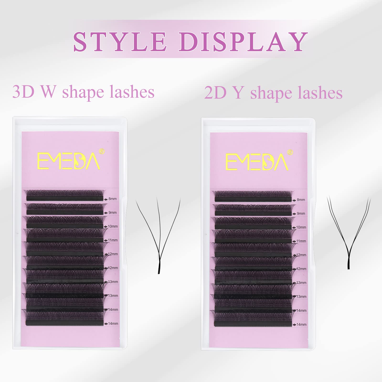 EMEDA W-shaped Premade Fans 0.07mm Lash Extensions D Curl 12mm Automatic Blooming Lashes Y Eyelash Extensions YY Volume Lashes Pre Made Fans W Lash Extensions Supply (0.07 D 12mm) - Image 2