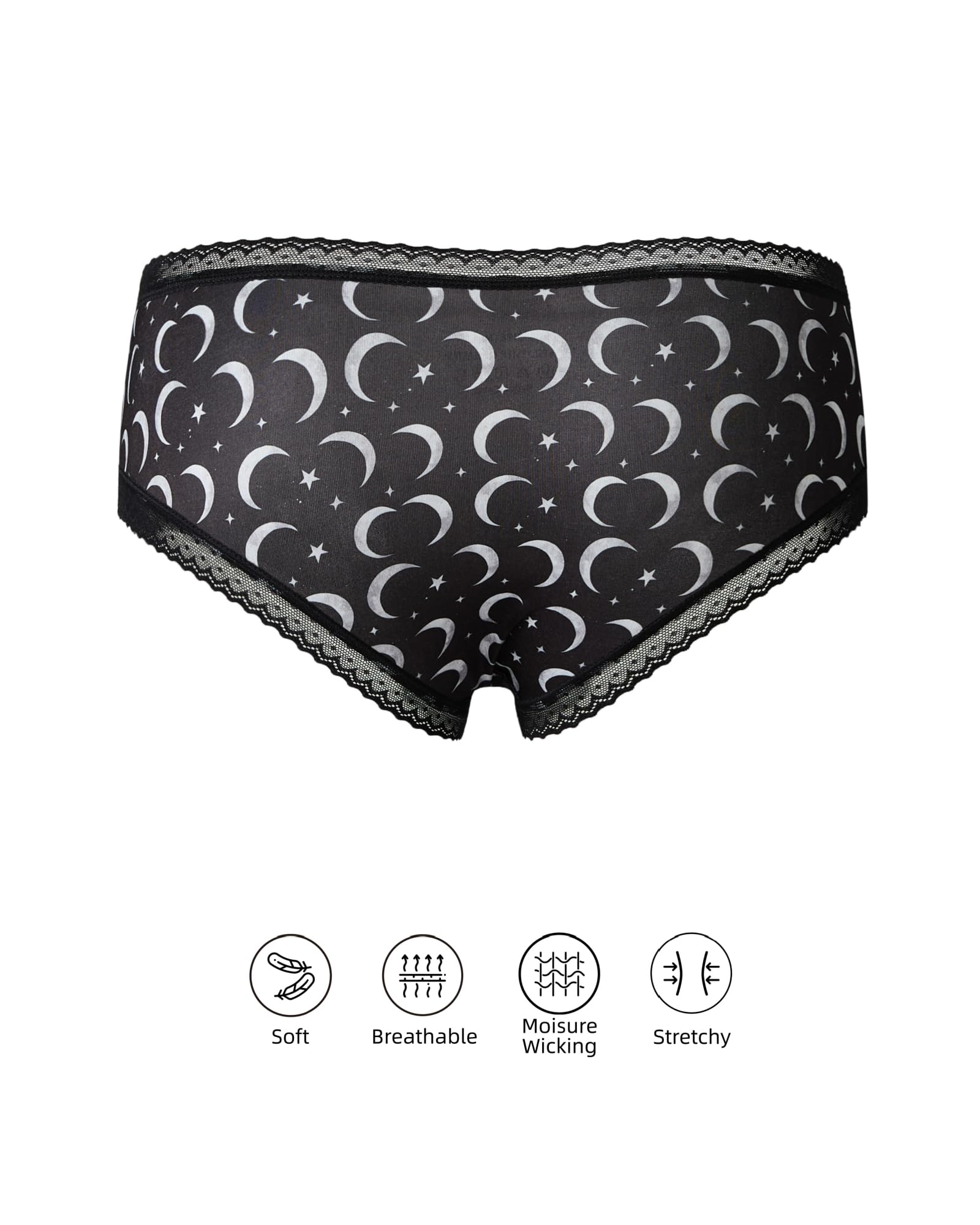 SENBEVINI 6-Pack Gothic & Cute Cheeky Panties for Women - Skull Lace Underwear Set: Small Multicolor8