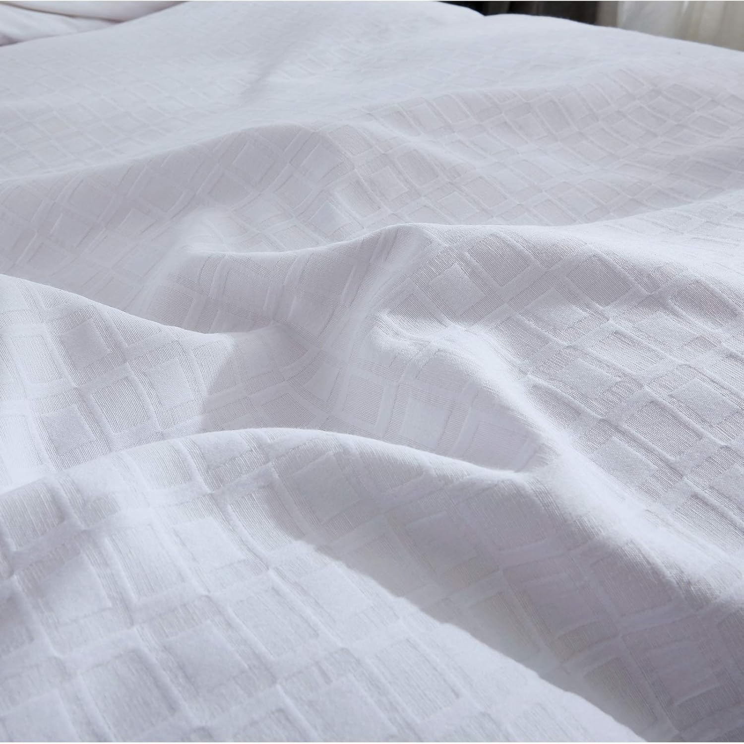 Uр Tо 50% оƒƒ David's Home Cotton-Microfiber Blend Duvet Cover Set King, Ultra Soft Cozy Check Gingham Comforter Cover Set, Yarn Dyed Geometry Plaid Bedding Set 3 PCS for All Season, 106'' x 92'', White