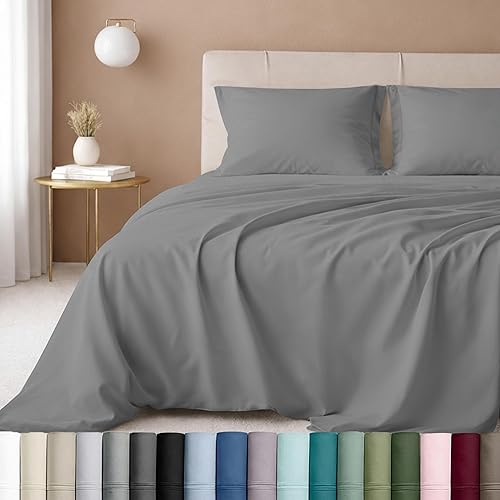 California Design Den Luxury Queen Size Sheet Set - 100% Cotton, 600 Thread Count Deep Pocket Queen Sheets, Hotel-Quality Bedding with Sateen Weave - Mist Grey