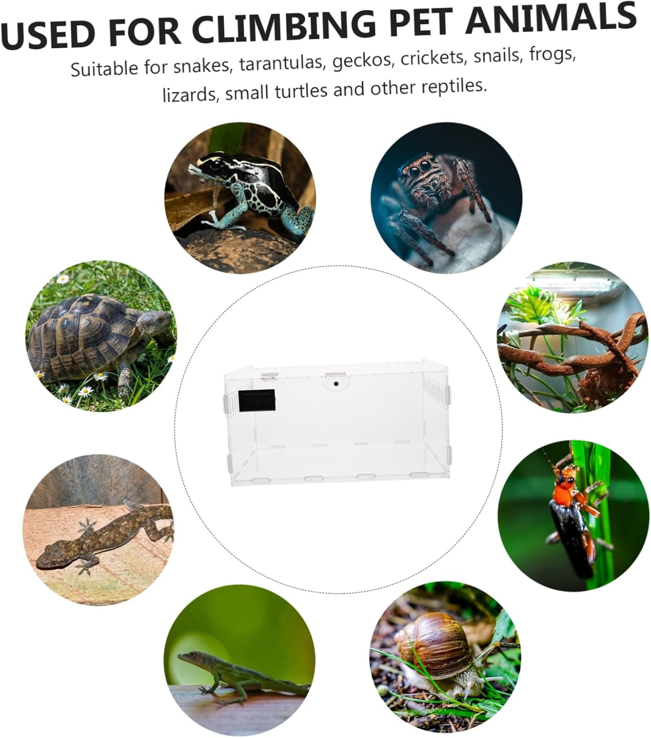 Transparent Reptile Keeper Multi Function Snake Cage with Stable Ventilation System for Snakes Geckos Tortoises More Durable Acrylic Reptile Supply for Pet