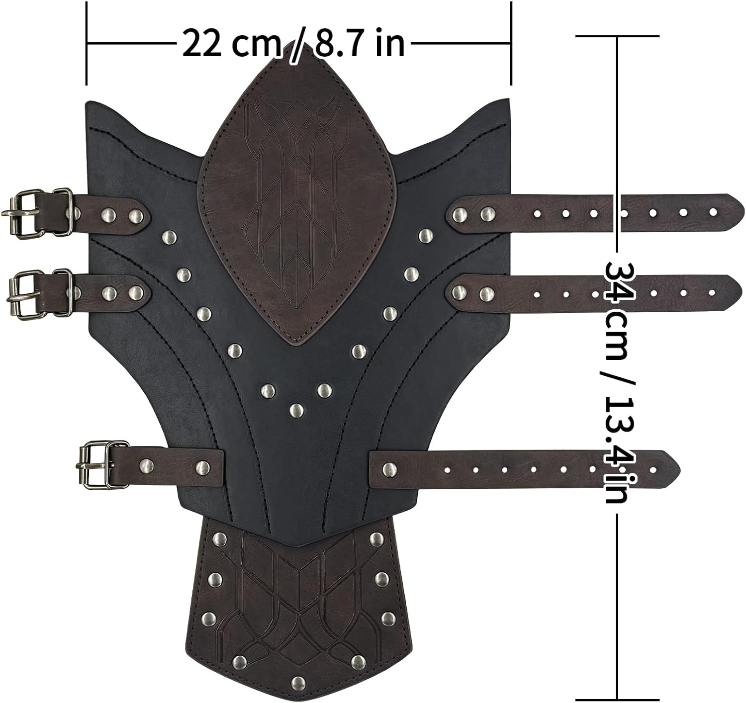 HiiFeuer Medieval Embossed Faux Leather Elf Arm Guards, Fantasy Cosplay Buckle Bracers, Knight Archer Gauntlets for LARP - Image 6