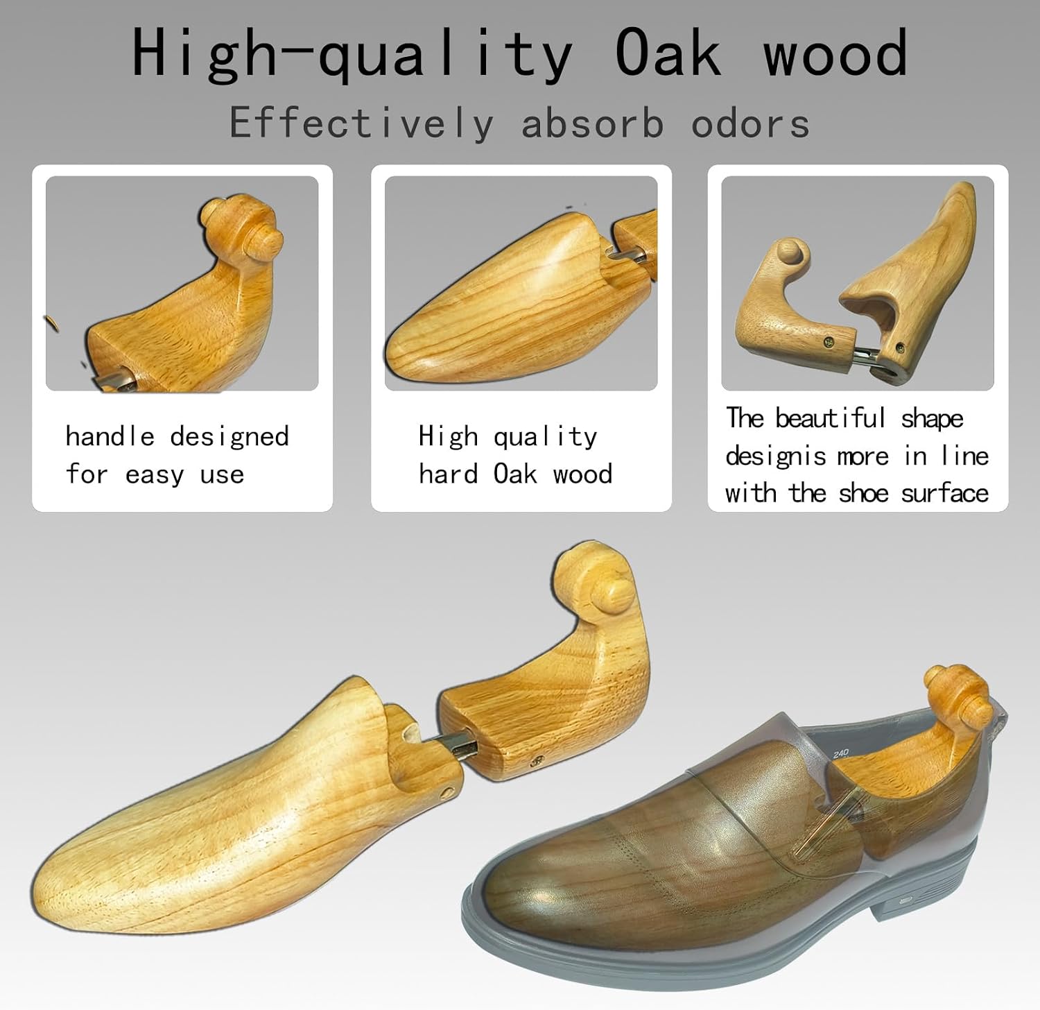 Oak Shoe Tree - Wood Shoe Trees for Men & Women, Wooden Shoe Stretcher Tree.