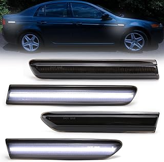 White Full LED Side Marker Lights for Acura TL 2004 2005 2006 2007 2008 Front Rear Smoked Lens Fender Bumper Turn Signal Parking Indicator Lamps Assembly Replace OEM 33850SEPA01